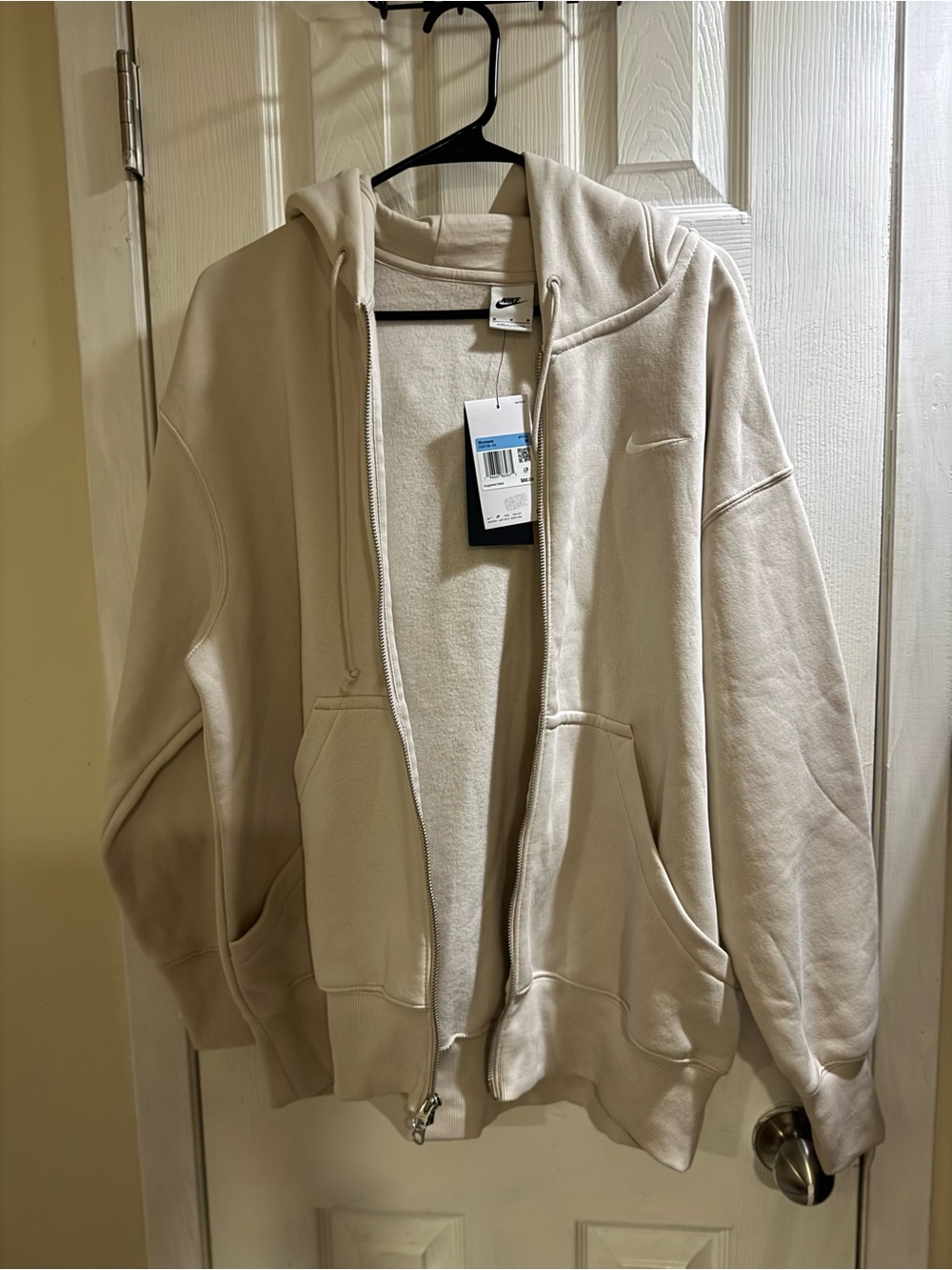 Nike Phoenix Fleece Oversized Full Zip Hoodie Women’s Medium Beige Cream NWT
